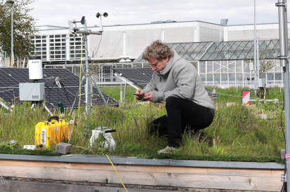 Treibhausgasmessung auf dem semi-extensiven Gründachmodell.